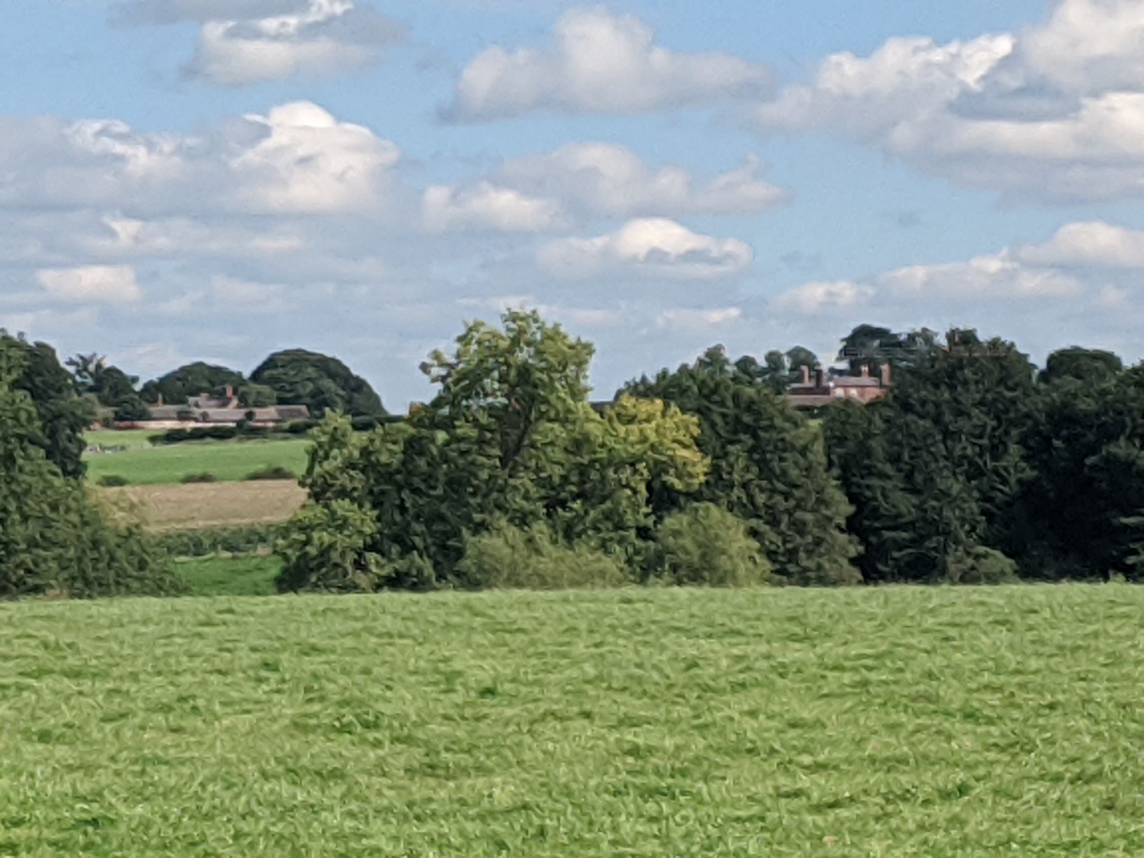 Ball farm and Hankelow Manor from Monks Hall farm, August 24th